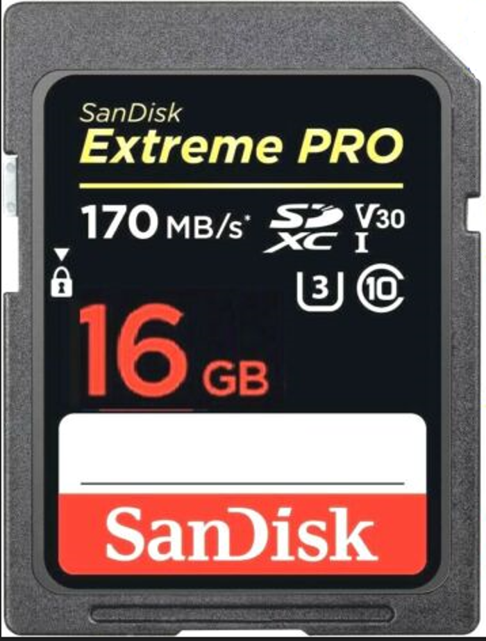 SanDisk Extreme PRO 16GB SDXC Memory Card, Up to 170 MB/s, Class 10, U3, V30